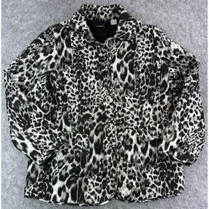 Chico's Animal Print Quilted Snap Close Jacket sz 2 or 10/12 (15625)